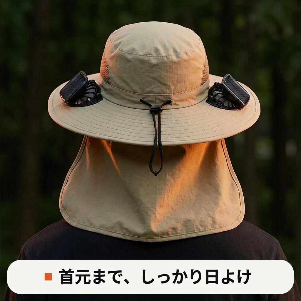 シズカゼハット™|日差しが、涼風に変わる。ソーラーファン付きUVカットハット(電源不要・ファン着脱式)